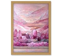 Doppelganger33 LTD New Age Mystical Pink Quartz Crystal Landscape Mountains Artwork Framed A3 Wall Art Print