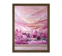 Doppelganger33 LTD New Age Mystical Pink Quartz Crystal Landscape Mountains Artwork Framed Wall Art Print 18X24 Inch