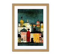 Doppelganger33 LTD Onlooker Quirky Colourful Street Scene Artwork Framed Wall Art Print 18X24 Inch