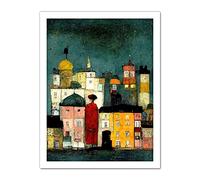 Doppelganger33 LTD Onlooker Quirky Colourful Street Scene Artwork Framed Wall Art Print 18X24 Inch