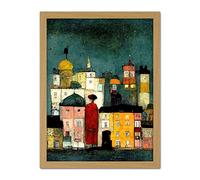 Doppelganger33 LTD Onlooker Quirky Colourful Street Scene Artwork Framed Wall Art Print 18X24 Inch