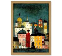 Doppelganger33 LTD Onlooker Quirky Colourful Street Scene Artwork Framed Wall Art Print A4
