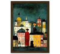Doppelganger33 LTD Onlooker Quirky Colourful Street Scene Artwork Framed Wall Art Print A4