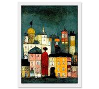 Doppelganger33 LTD Onlooker Quirky Colourful Street Scene Artwork Framed Wall Art Print A4