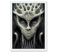Doppelganger33 LTD Organic Wise Alien Face With Human Eyes Artwork Framed A3 Wall Art Print