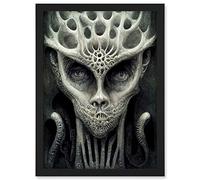 Doppelganger33 LTD Organic Wise Alien Face With Human Eyes Artwork Framed A3 Wall Art Print