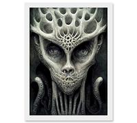Doppelganger33 LTD Organic Wise Alien Face With Human Eyes Artwork Framed Wall Art Print A4