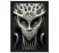 Doppelganger33 LTD Organic Wise Alien Face With Human Eyes Artwork Framed Wall Art Print A4