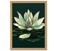 Doppelganger33 LTD Peaceful Elegant Water Lily Modern Tranquil Artwork Framed Wall Art Print A4