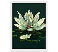 Doppelganger33 LTD Peaceful Elegant Water Lily Modern Tranquil Artwork Framed Wall Art Print A4