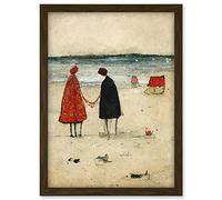 Doppelganger33 LTD Perfect Day For A Walk Couple Beach Scene Artwork Framed A3 Wall Art Print