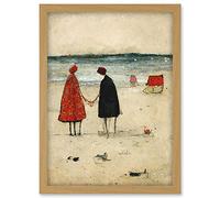Doppelganger33 LTD Perfect Day For A Walk Couple Beach Scene Artwork Framed A3 Wall Art Print