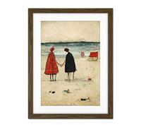 Doppelganger33 LTD Perfect Day For A Walk Couple Beach Scene Artwork Framed Wall Art Print 18X24 Inch