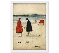 Doppelganger33 LTD Perfect Day For A Walk Couple Beach Scene Artwork Framed Wall Art Print A4