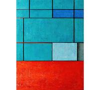 Doppelganger33 LTD Piet Mondrian Style Teal Red Abstract Harmony Large Wall Art Poster Print Thick Paper 18X24 Inch