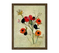 Doppelganger33 LTD Poppy Flowers Colourful Floral Abstract Artwork Framed Wall Art Print 18X24 Inch