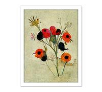 Doppelganger33 LTD Poppy Flowers Colourful Floral Abstract Artwork Framed Wall Art Print 18X24 Inch