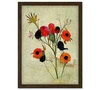 Doppelganger33 LTD Poppy Flowers Colourful Floral Abstract Artwork Framed Wall Art Print A4