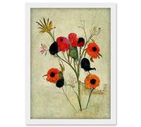 Doppelganger33 LTD Poppy Flowers Colourful Floral Abstract Artwork Framed Wall Art Print A4