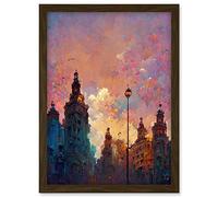 Doppelganger33 LTD Prague Abstract City Scene Colourful Artwork Framed Wall Art Print A4