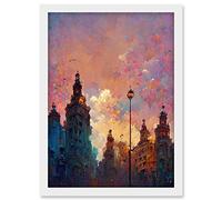 Doppelganger33 LTD Prague Abstract City Scene Colourful Artwork Framed Wall Art Print A4