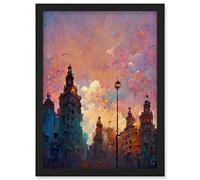 Doppelganger33 LTD Prague Abstract City Scene Colourful Artwork Framed Wall Art Print A4