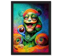 Doppelganger33 LTD Psychedelic Stoned Clown Trippy Colourful Artwork Framed A3 Wall Art Print