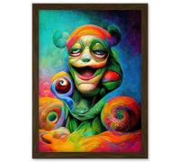 Doppelganger33 LTD Psychedelic Stoned Clown Trippy Colourful Artwork Framed A3 Wall Art Print