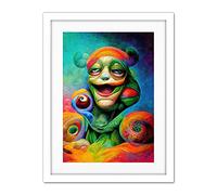 Doppelganger33 LTD Psychedelic Stoned Clown Trippy Colourful Artwork Framed Wall Art Print 18X24 Inch
