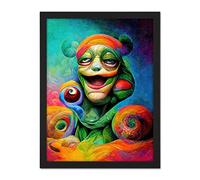 Doppelganger33 LTD Psychedelic Stoned Clown Trippy Colourful Artwork Framed Wall Art Print 18X24 Inch