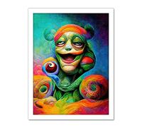 Doppelganger33 LTD Psychedelic Stoned Clown Trippy Colourful Artwork Framed Wall Art Print 18X24 Inch