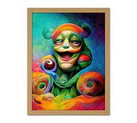 Doppelganger33 LTD Psychedelic Stoned Clown Trippy Colourful Artwork Framed Wall Art Print 18X24 Inch