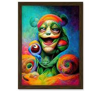 Doppelganger33 LTD Psychedelic Stoned Clown Trippy Colourful Artwork Framed Wall Art Print A4