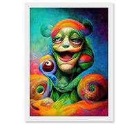 Doppelganger33 LTD Psychedelic Stoned Clown Trippy Colourful Artwork Framed Wall Art Print A4