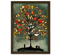 Doppelganger33 LTD Quirky Abstract Autumn Tree Artwork Framed A3 Wall Art Print