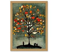 Doppelganger33 LTD Quirky Abstract Autumn Tree Artwork Framed A3 Wall Art Print