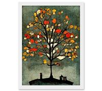 Doppelganger33 LTD Quirky Abstract Autumn Tree Artwork Framed A3 Wall Art Print