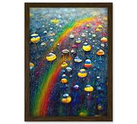 Doppelganger33 LTD Raindrops On Rainbow Light Prism Oil Painting Artwork Framed Wall Art Print A4