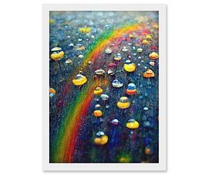 Doppelganger33 LTD Raindrops On Rainbow Light Prism Oil Painting Artwork Framed Wall Art Print A4