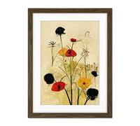Doppelganger33 LTD Red Poppies And Yellow Marigolds Wild Flowers Artwork Framed Wall Art Print 18X24 inch