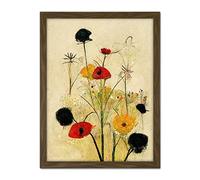 Doppelganger33 LTD Red Poppies And Yellow Marigolds Wild Flowers Artwork Framed Wall Art Print 18X24 inch