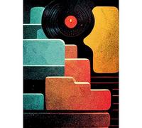 Doppelganger33 LTD Retro DJ Decks Vintage Style Abstract Turntable Print Large Wall Art Poster Print Thick Paper 18X24 Inch