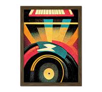 Doppelganger33 LTD Retro Record Player DJ Decks Turntable Abstract Print Artwork Framed Wall Art Print 18X24 Inch