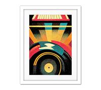 Doppelganger33 LTD Retro Record Player DJ Decks Turntable Abstract Print Artwork Framed Wall Art Print 18X24 Inch