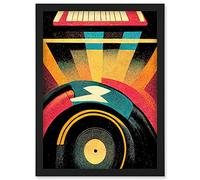 Doppelganger33 LTD Retro Record Player DJ Decks Turntable Abstract Print Artwork Framed Wall Art Print A4