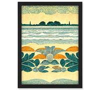 Doppelganger33 LTD Seaweed Sunshine And Seashells Beach Scene Seascape Artwork Framed A3 Wall Art Print