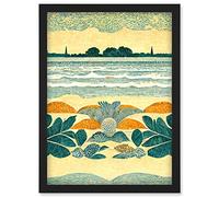 Doppelganger33 LTD Seaweed Sunshine And Seashells Beach Scene Seascape Artwork Framed Wall Art Print A4