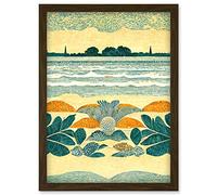 Doppelganger33 LTD Seaweed Sunshine And Seashells Beach Scene Seascape Artwork Framed Wall Art Print A4