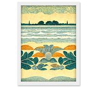 Doppelganger33 LTD Seaweed Sunshine And Seashells Beach Scene Seascape Artwork Framed Wall Art Print A4