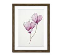 Doppelganger33 LTD Simple Pink Cyclamen Flower Modern Watercolour Illustration Minimalist Artwork Framed Wall Art Print 18X24 Inch